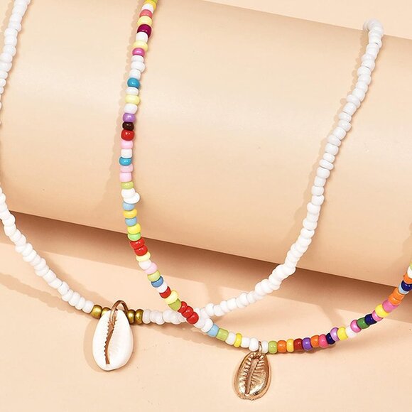 🆕 Women White Puka Shell Necklace Boho Layered Starfish Beaded Choker Jewelry - Picture 3 of 6